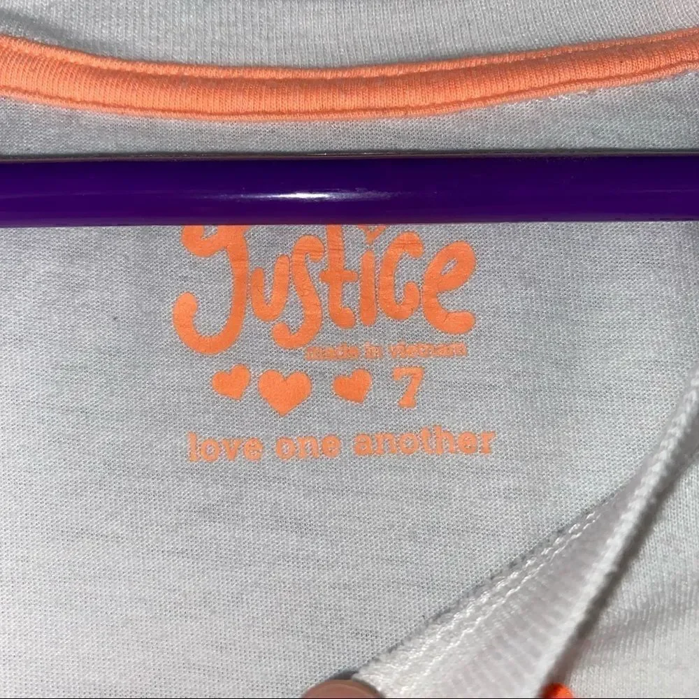 Justice graphic print 3/4 sleeve top with basketball print girls size 7